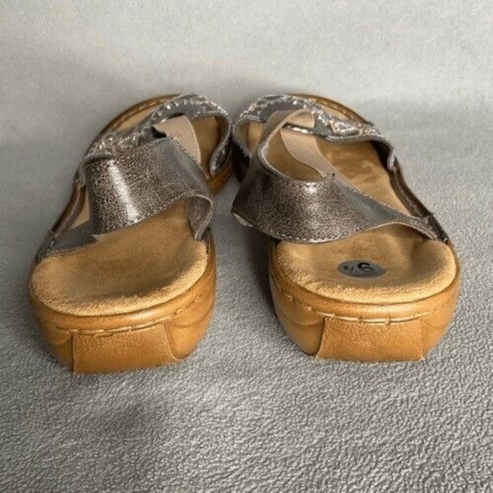 Rieker Regina Slip On Sandals Women Size 41/US9.5 Gray Metal‎ Embellishments - Picture 10 of 13